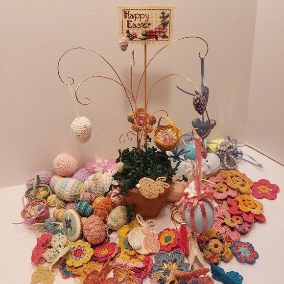 HAND CRAFTED Crochet Flower Egg Bunny Butterfly  Pick 4 - Picture 2 of 12